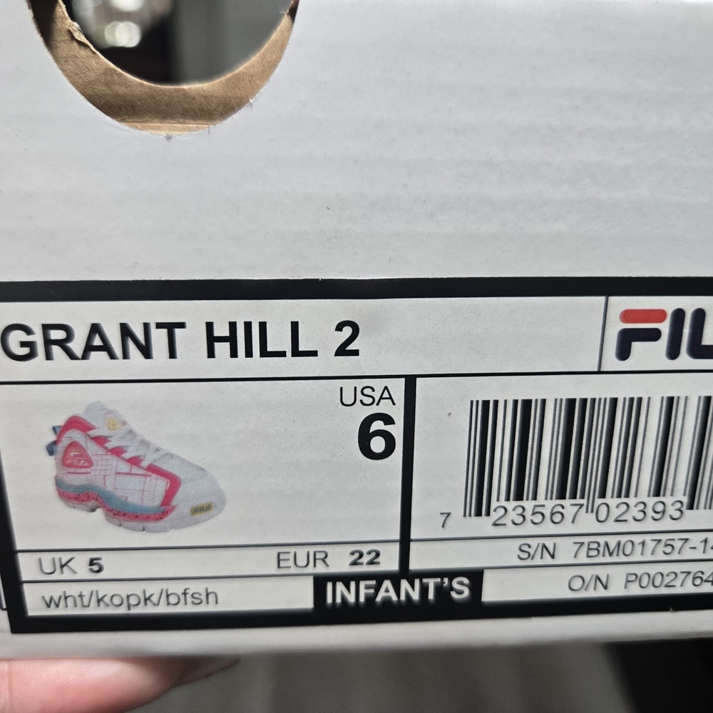 FILA Kids Grant Hill 2 White and Pink Shoes